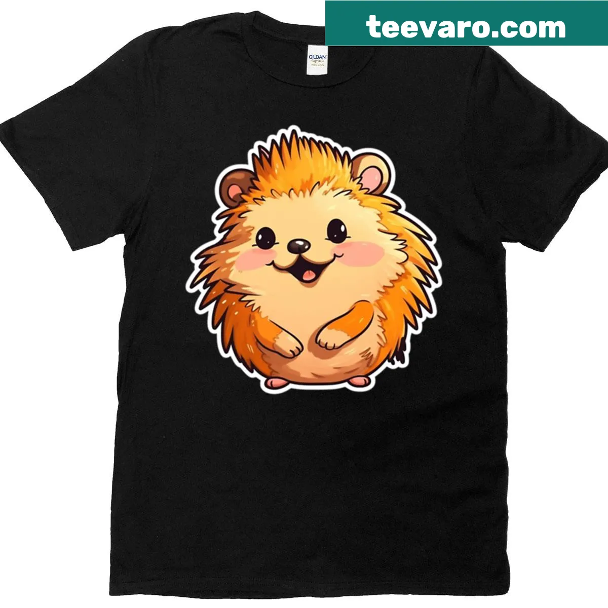 Adorable smiling hedgehog illustration on t-shirt — on a men's t-shirt