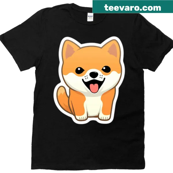 Cute Shiba Inu puppy illustration on oversized t-shirt