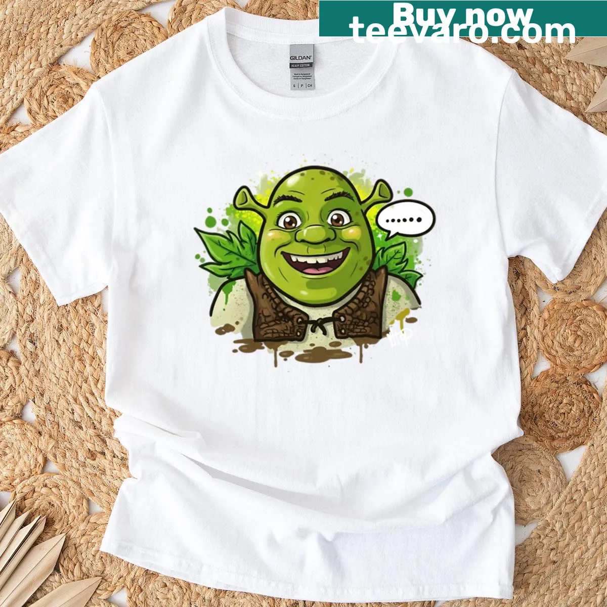 Fan art of Shrek on an adorable T-shirt design — on a men's t-shirt