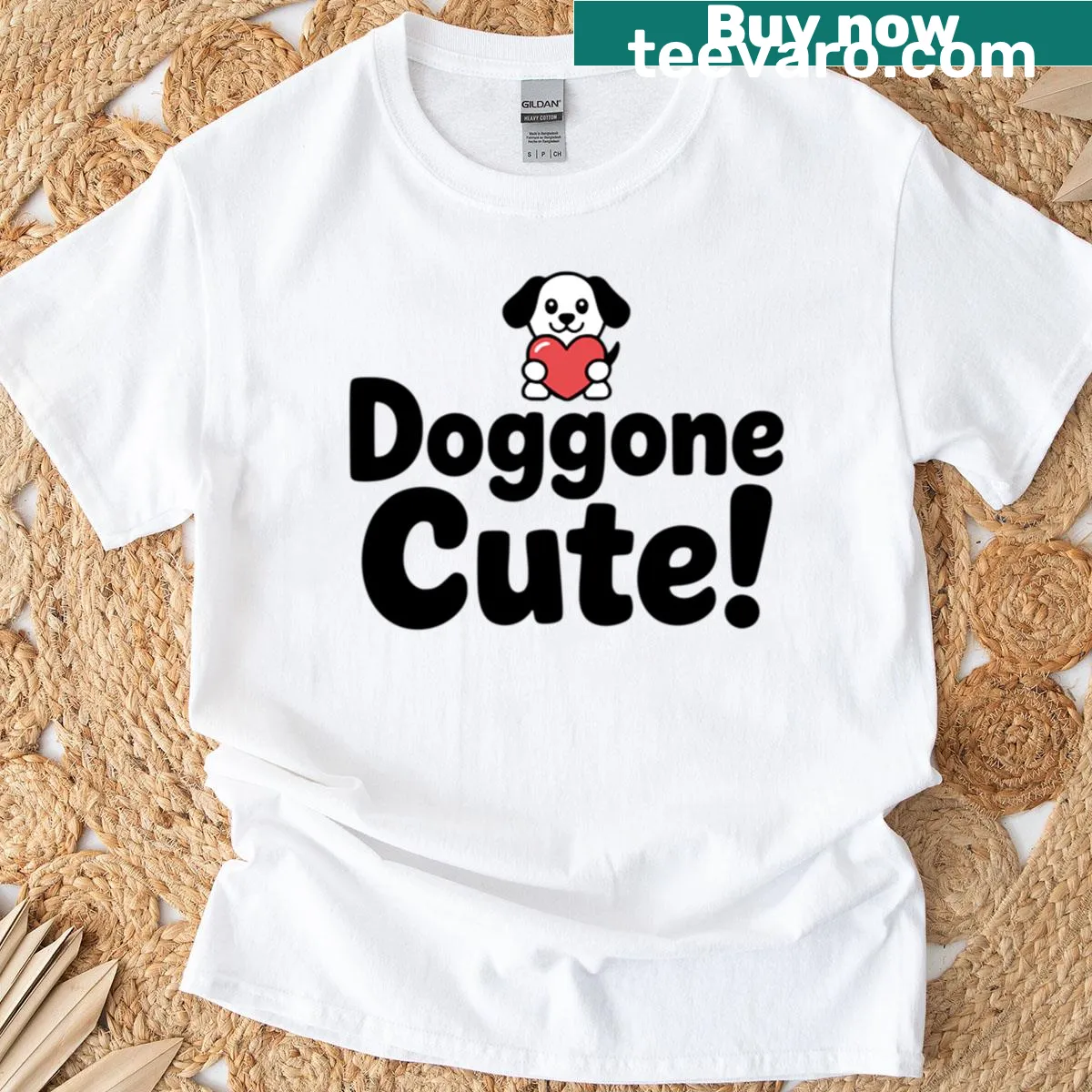 Cute T-shirt with Doggone Cute pun and playful design — on a men's t-shirt