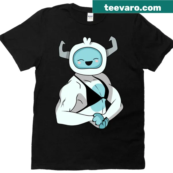 Oversized t-shirt featuring a cartoon yeti lifting weights