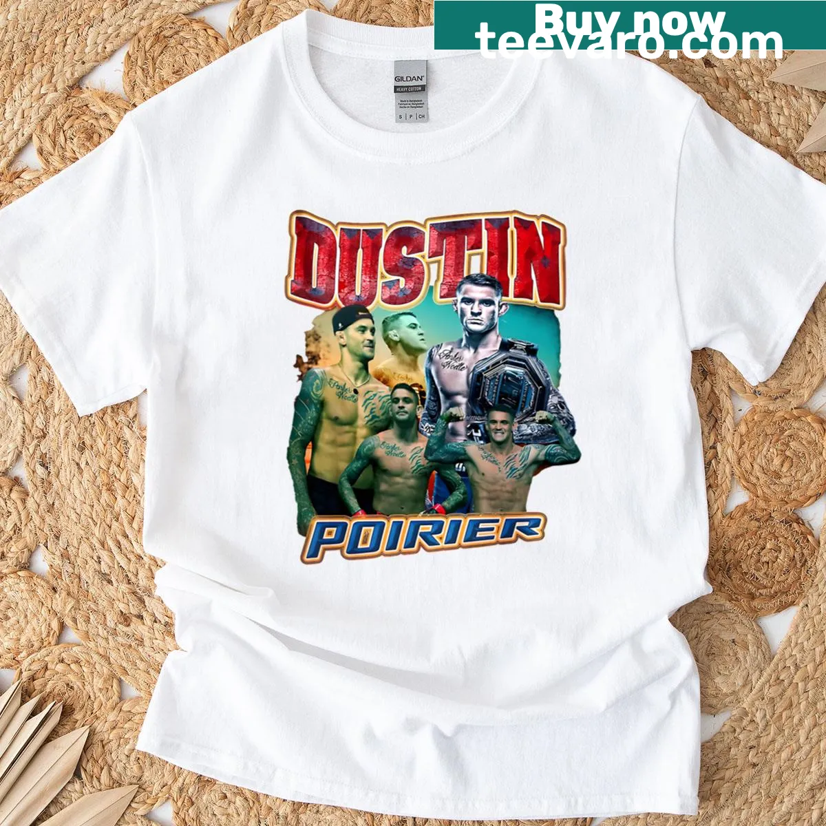 T-shirt featuring the graphic of Dustin Poirier and 'Diamond Gang Leader' text — on a men's t-shirt