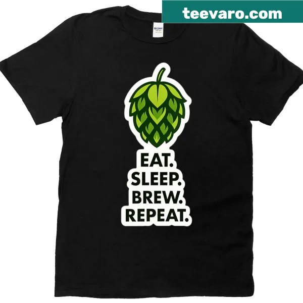 Home brewing themed Eat Sleep Brew Repeat t-shirt design