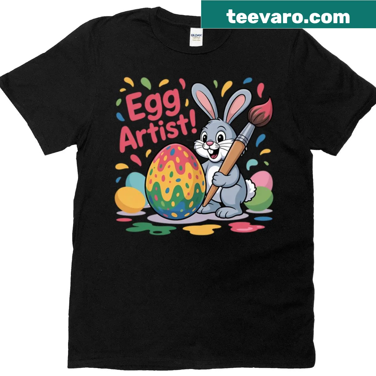 Funny Easter t-shirt featuring an artistic bunny design — on a men's t-shirt