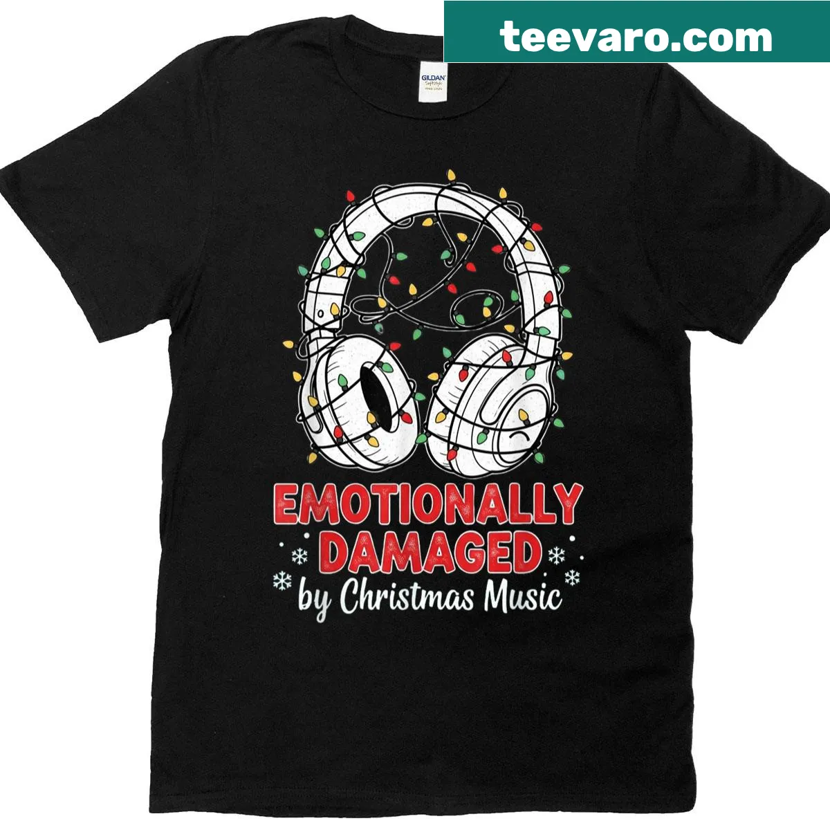 Funny Christmas music themed t-shirt with humorous text design — on a men's t-shirt