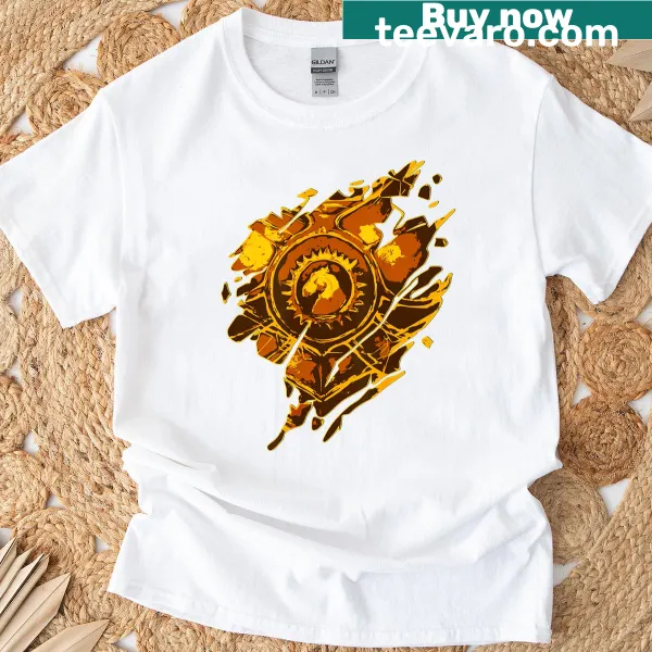 Graphic t-shirt depicting intricate Telugu warrior armor