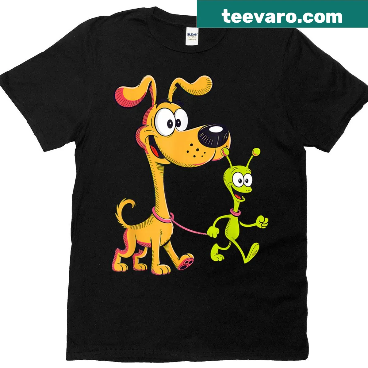 Cartoon extraterrestrial dog design on a t-shirt — on a men's t-shirt