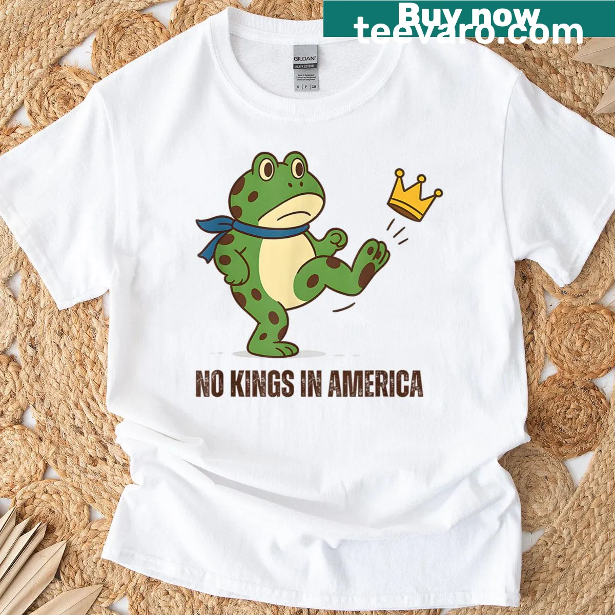 Frog design with a protest message on a T-shirt. — on a men's t-shirt