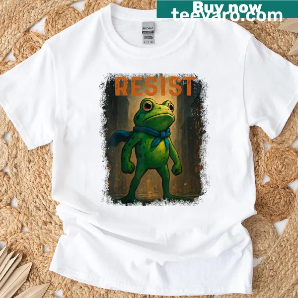 Retro frog graphic promoting activism