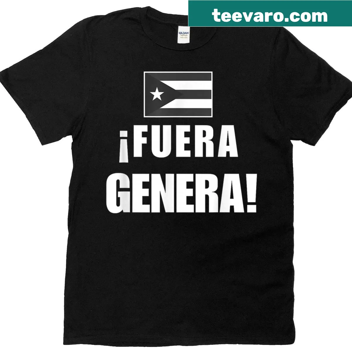 Puerto Rico flag and Fuera Genera text on a T-shirt — on a men's t-shirt