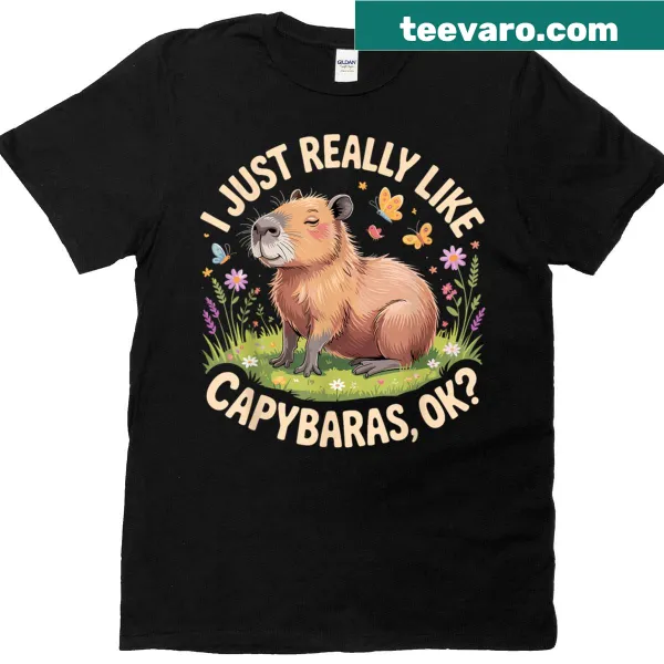 Humorous T-shirt featuring funny capybara art