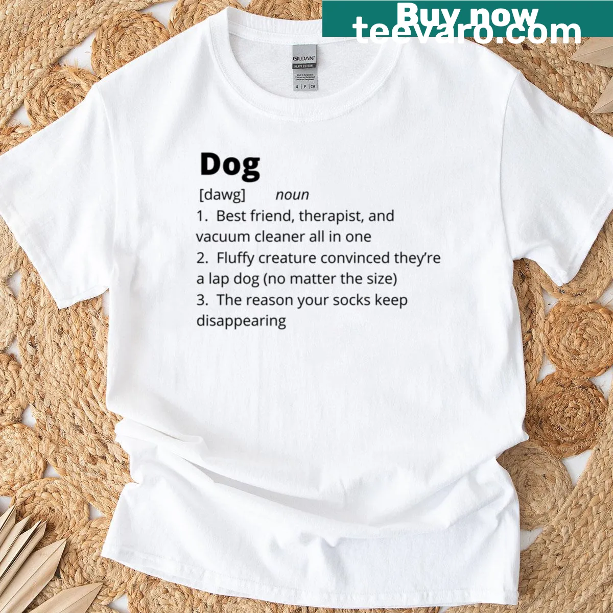 Whimsical dictionary definition of dog on a t-shirt for dog lovers — on a men's t-shirt
