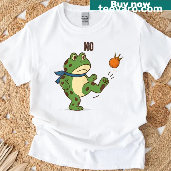 Playful frog protest illustration T-shirt for men and women