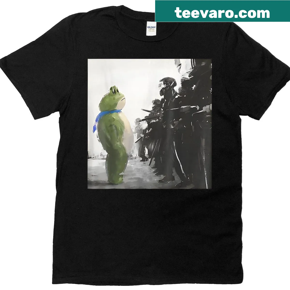 Retro vintage Portland frog meme t-shirt — on a men's t-shirt