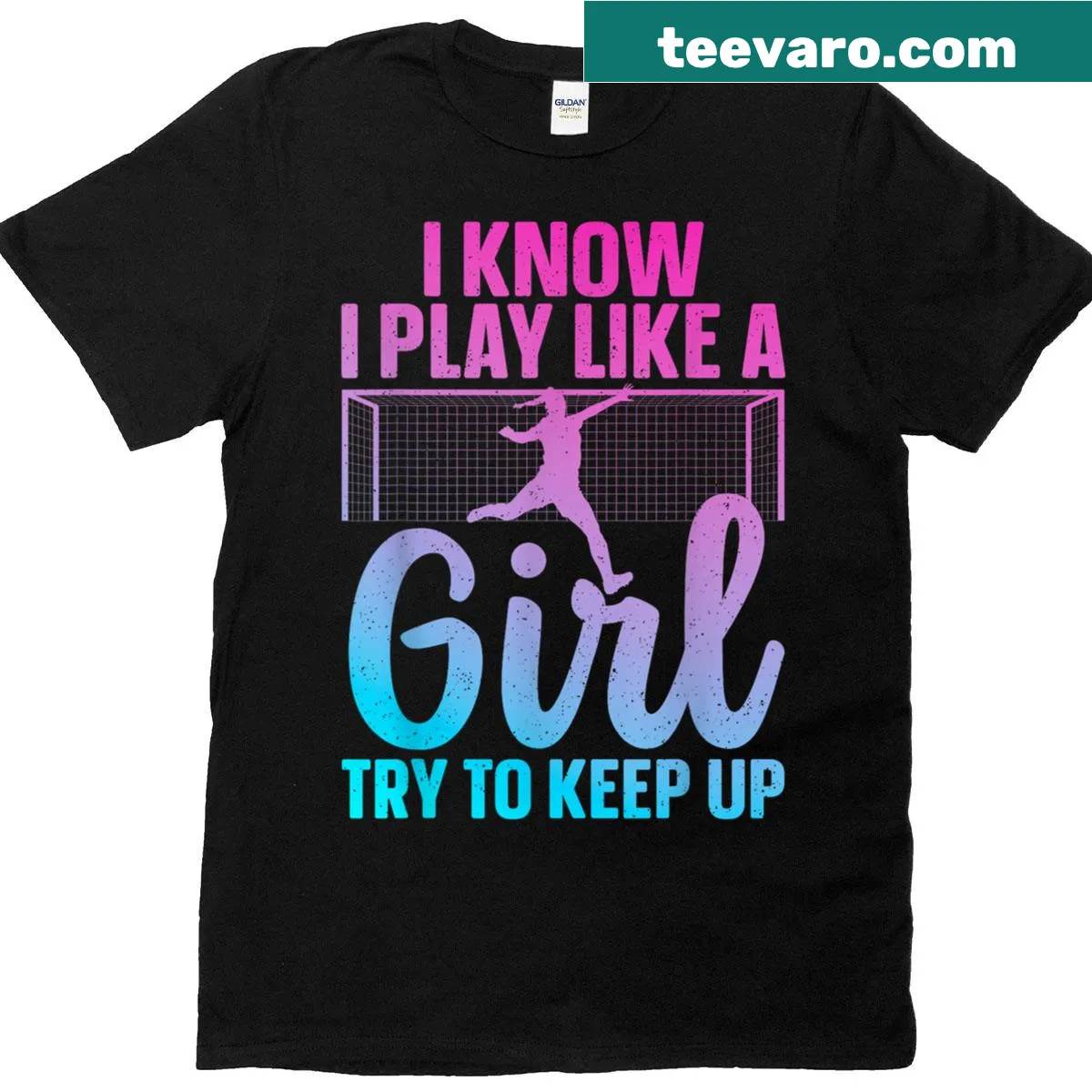 Funny soccer-themed graphic T-shirt for women and girls — on a men's t-shirt