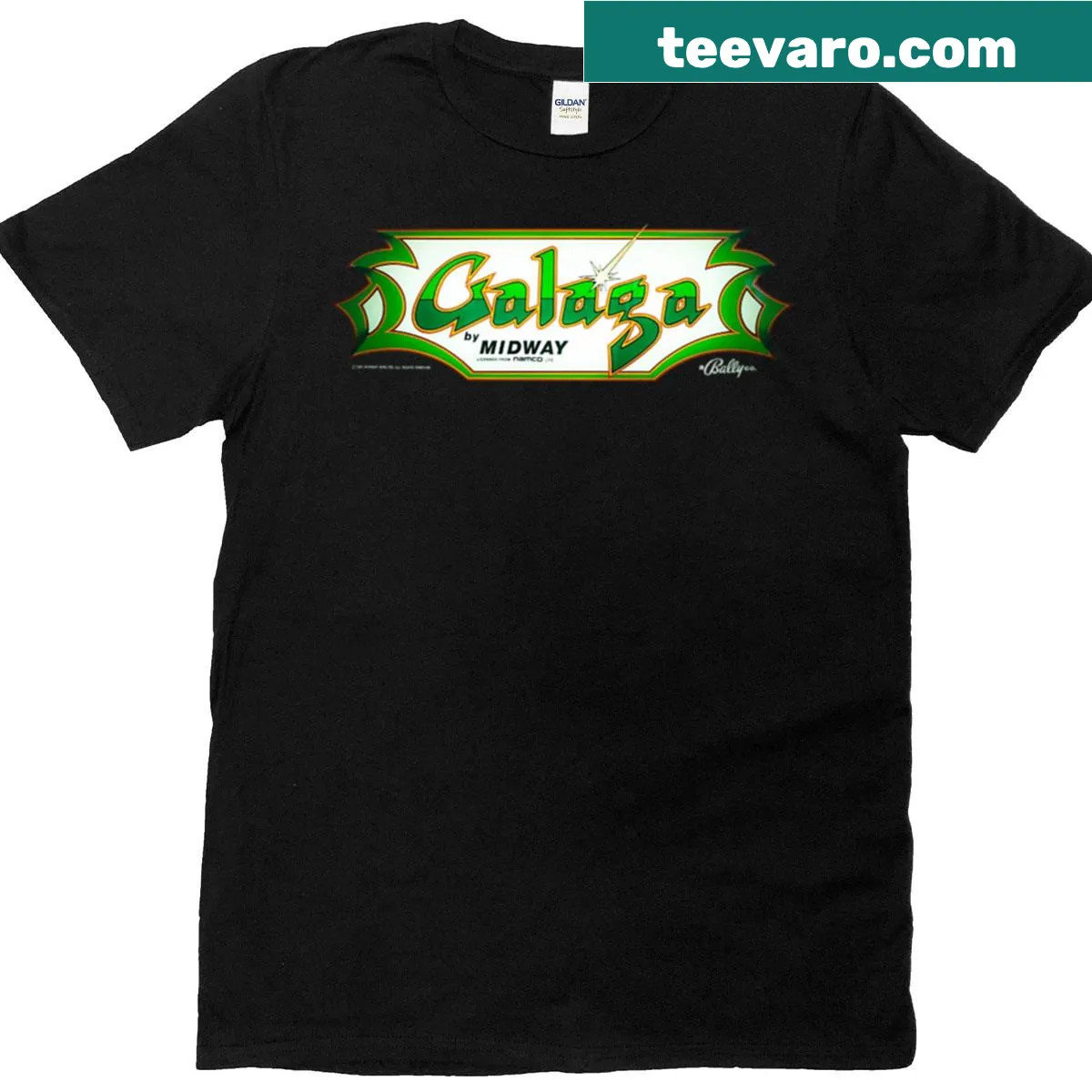 Retro Galaga arcade game t-shirt design — on a men's t-shirt