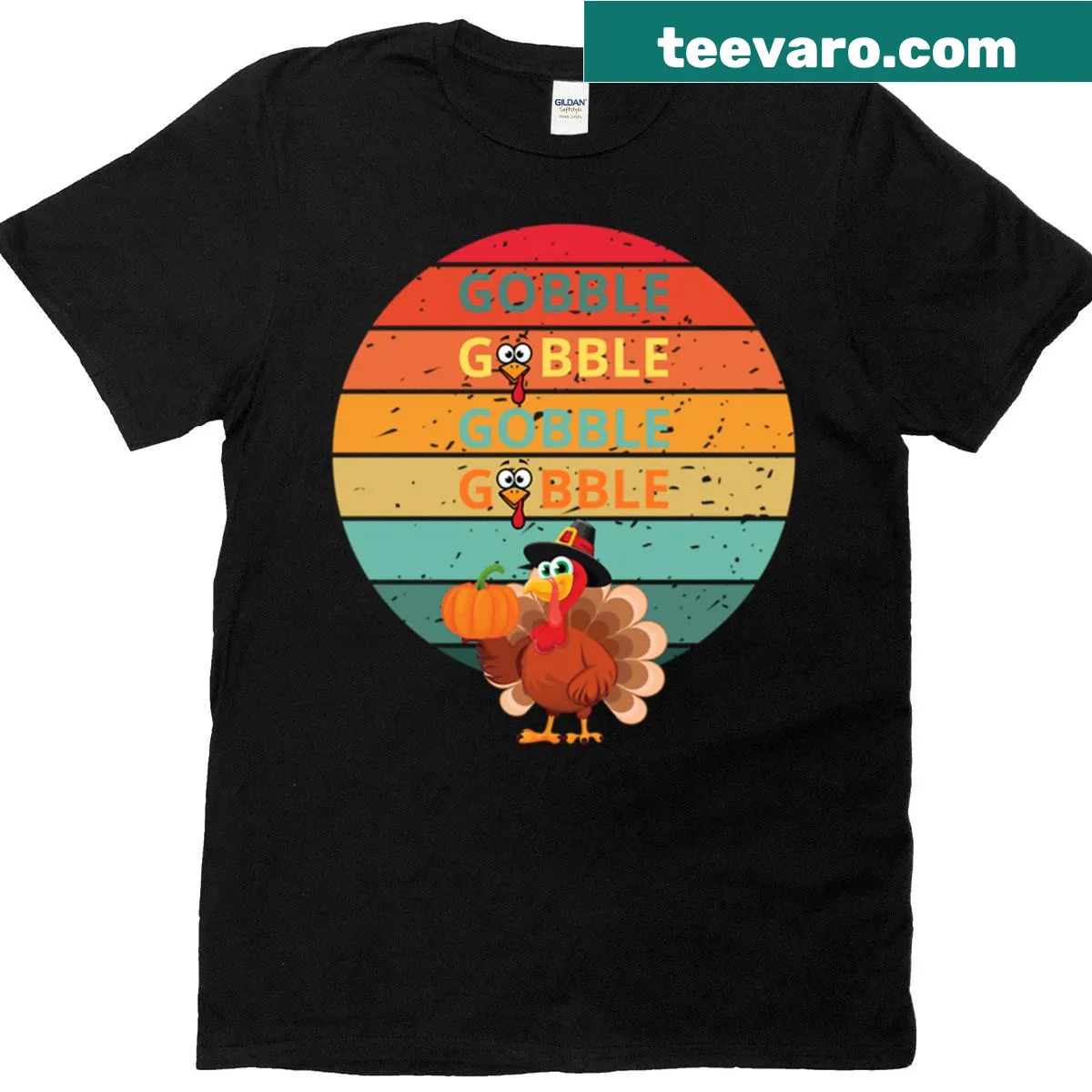 Thanksgiving T-shirt with humorous 'Gobble Gobble' turkey graphic — on a men's t-shirt