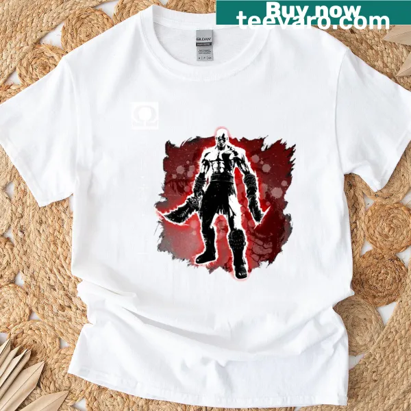 Illustration of Kratos from God of War on T-shirt