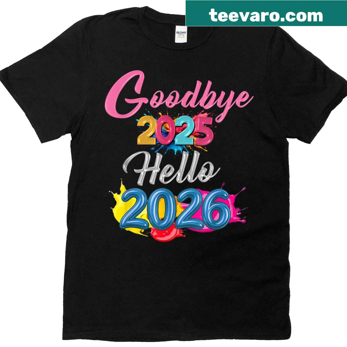 Cartoon design with New Year message for kids on T-shirt — on a men's t-shirt