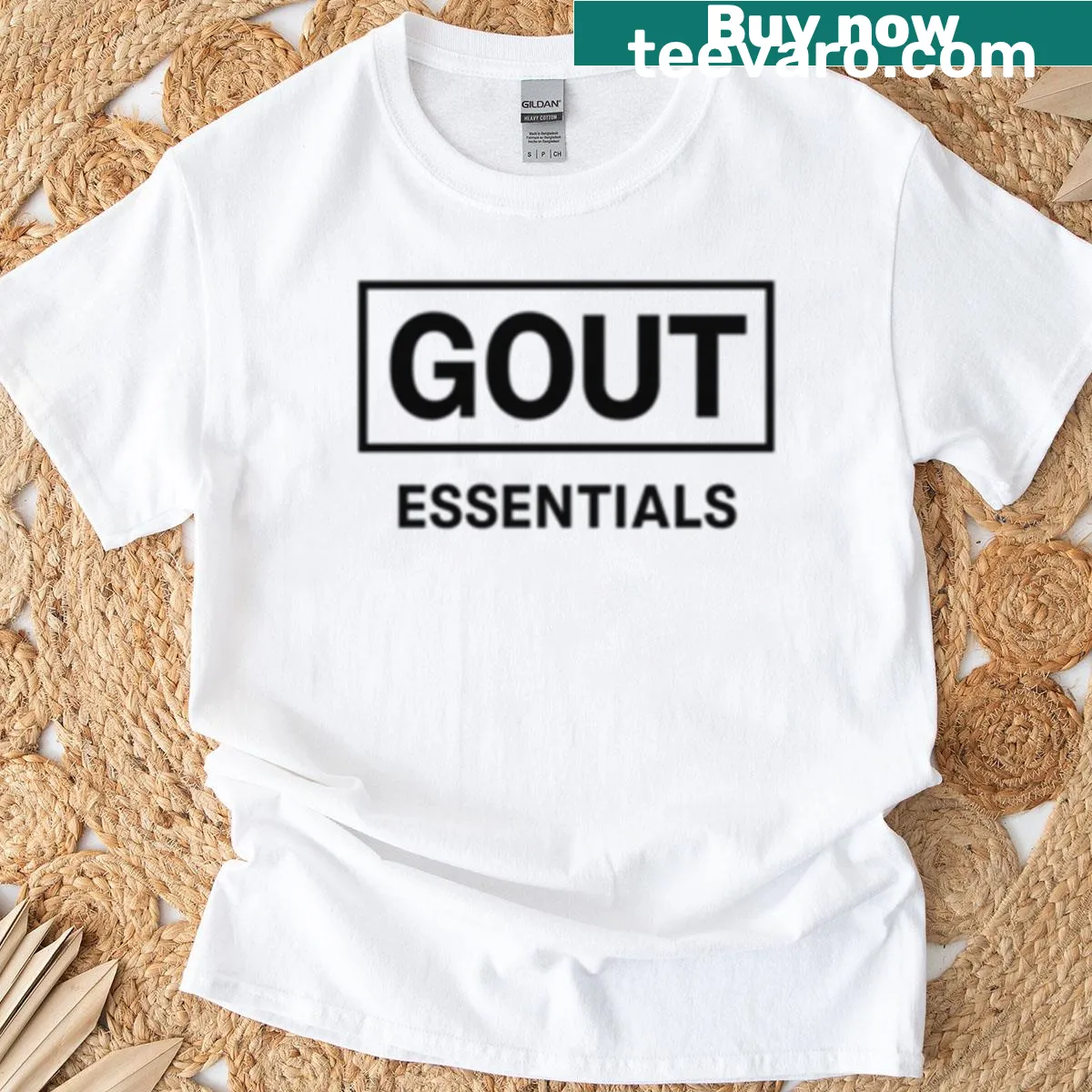 Oversized T-shirt with humorous gout awareness slogan — on a men's t-shirt