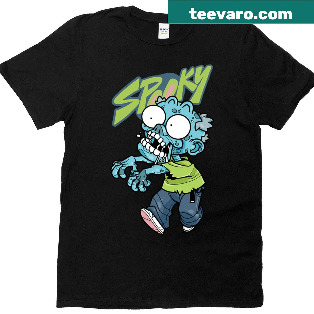 Bold Halloween-themed T-shirt with spooky typography — on a men's t-shirt