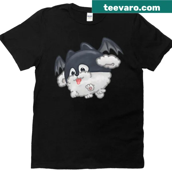 Halloween t-shirt with cartoon bat and poodle design