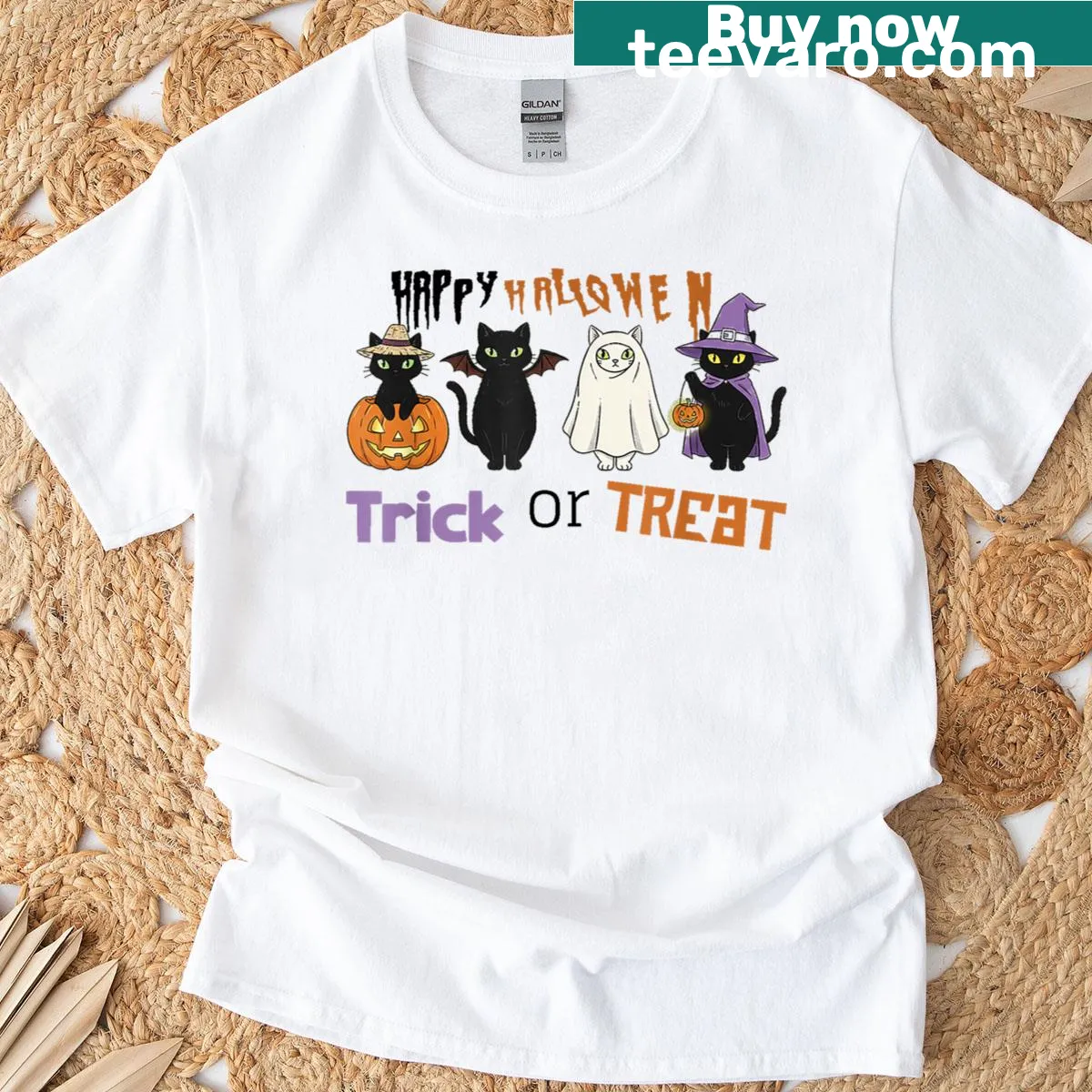 Halloween Cat Squad t-shirt with fun cat graphics for cat lovers — on a men's t-shirt