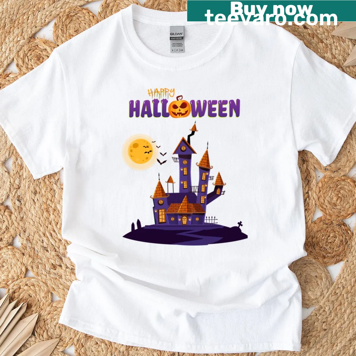 Playful spooky Halloween graphic T-shirt for festive events — on a men's t-shirt