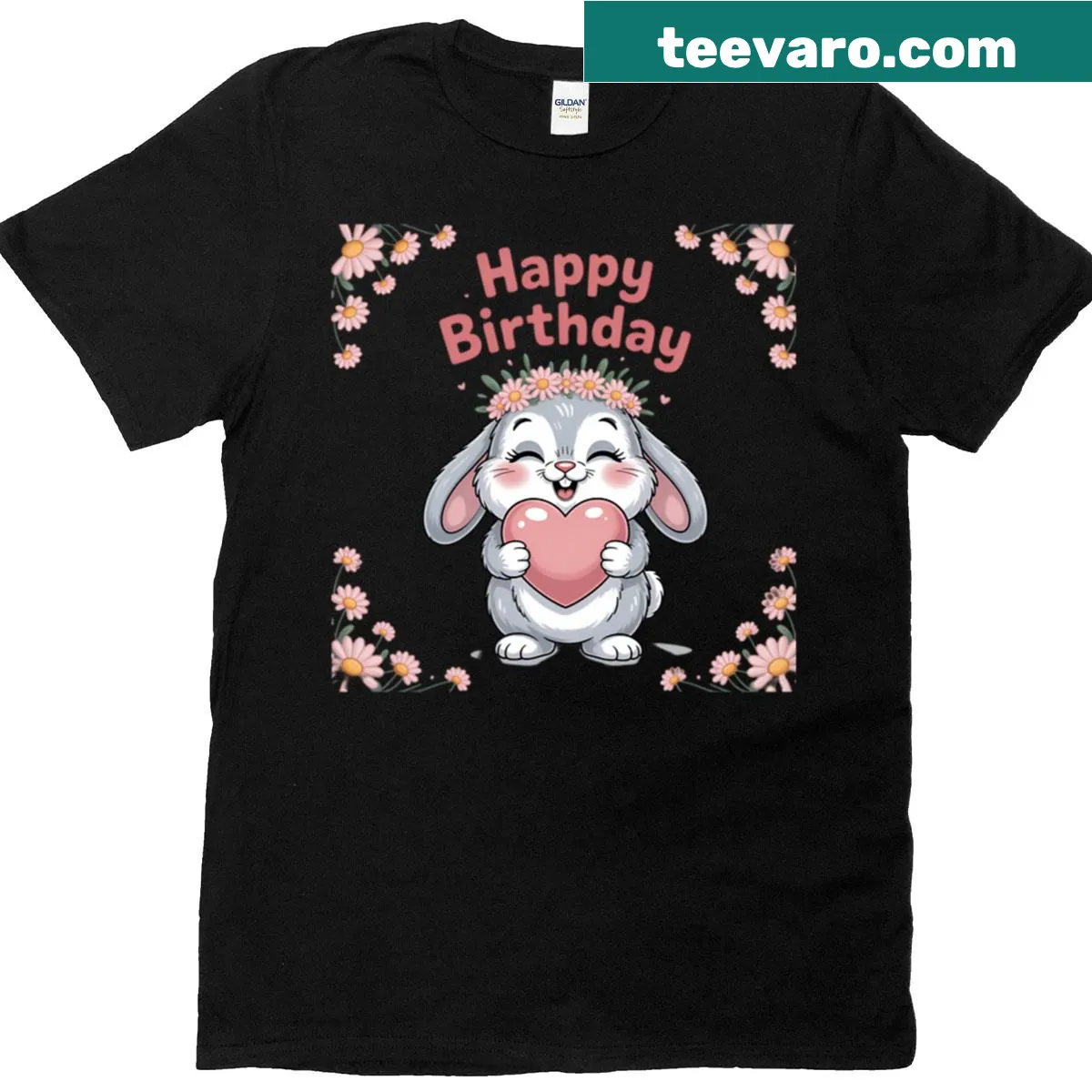 Cute bunny illustration on a birthday celebration t-shirt — on a men's t-shirt