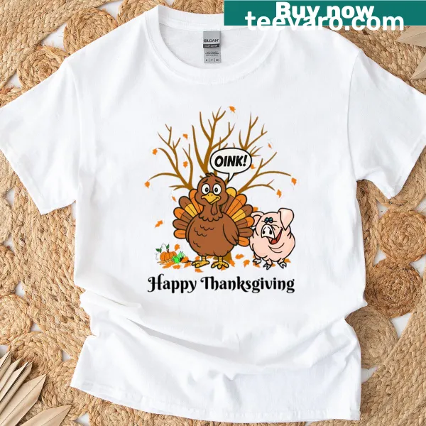 Funny Thanksgiving turkey graphic t-shirt pretending to be a pig