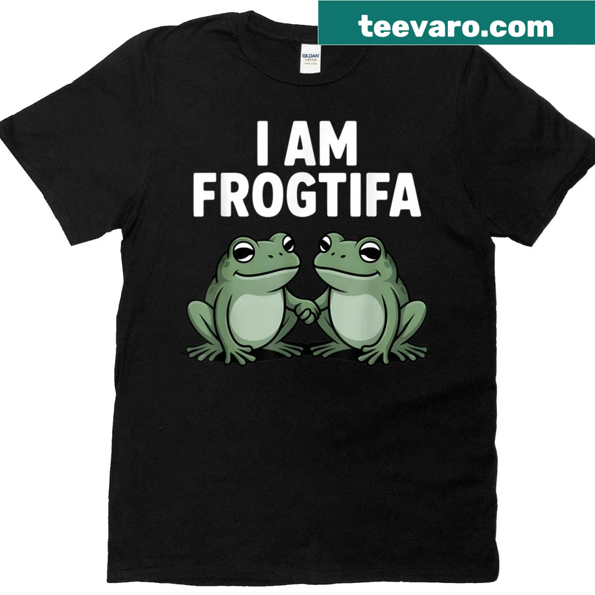 Funny t-shirt featuring a frog meme with the phrase 'I Am Frogtifa' — on a men's t-shirt