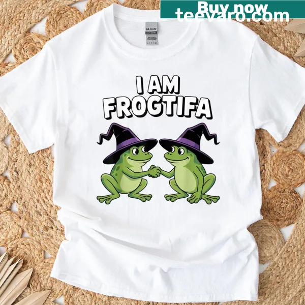 Funny Halloween t-shirt featuring a frog in a witch hat