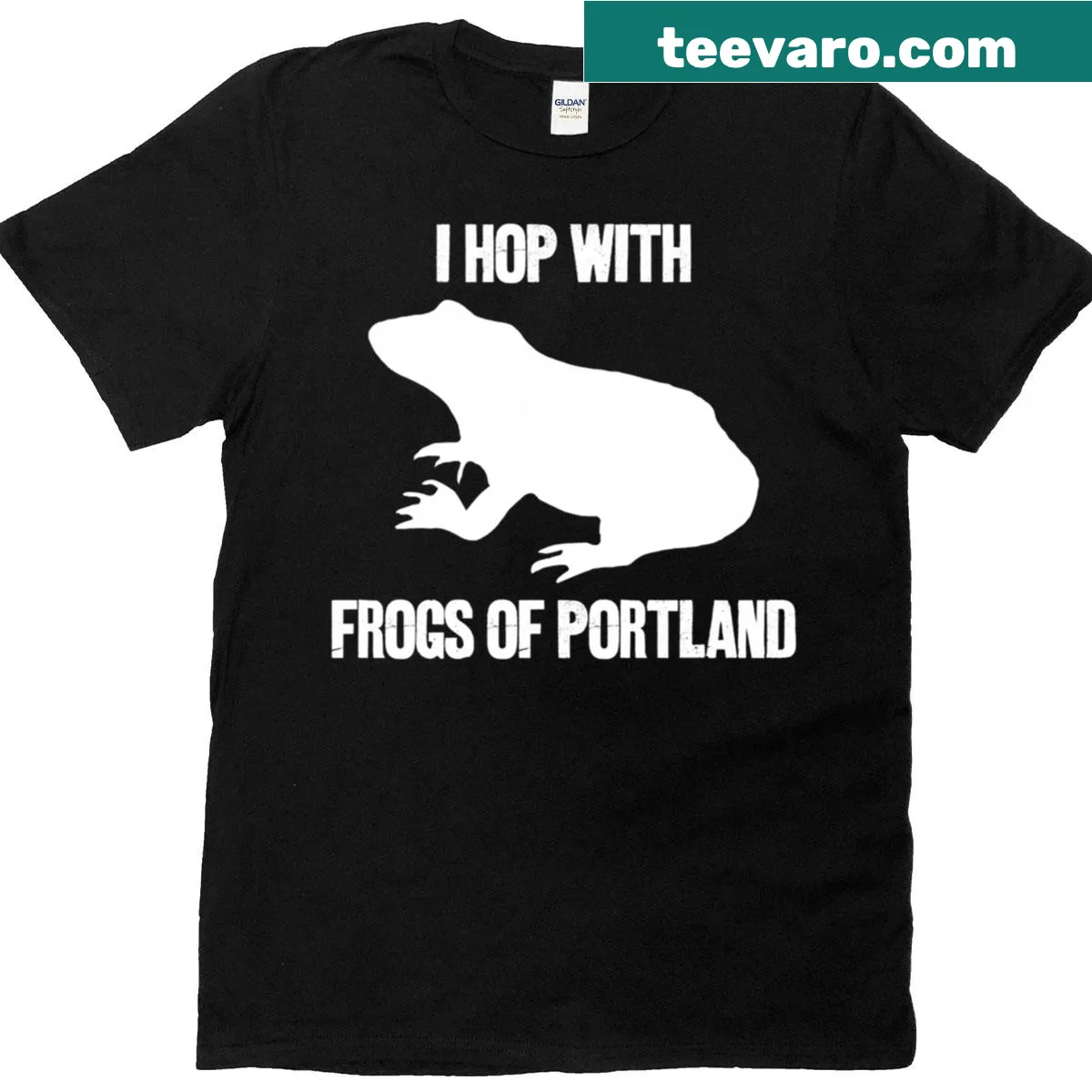 Humorous t-shirt featuring frogs and a protest theme — on a men's t-shirt