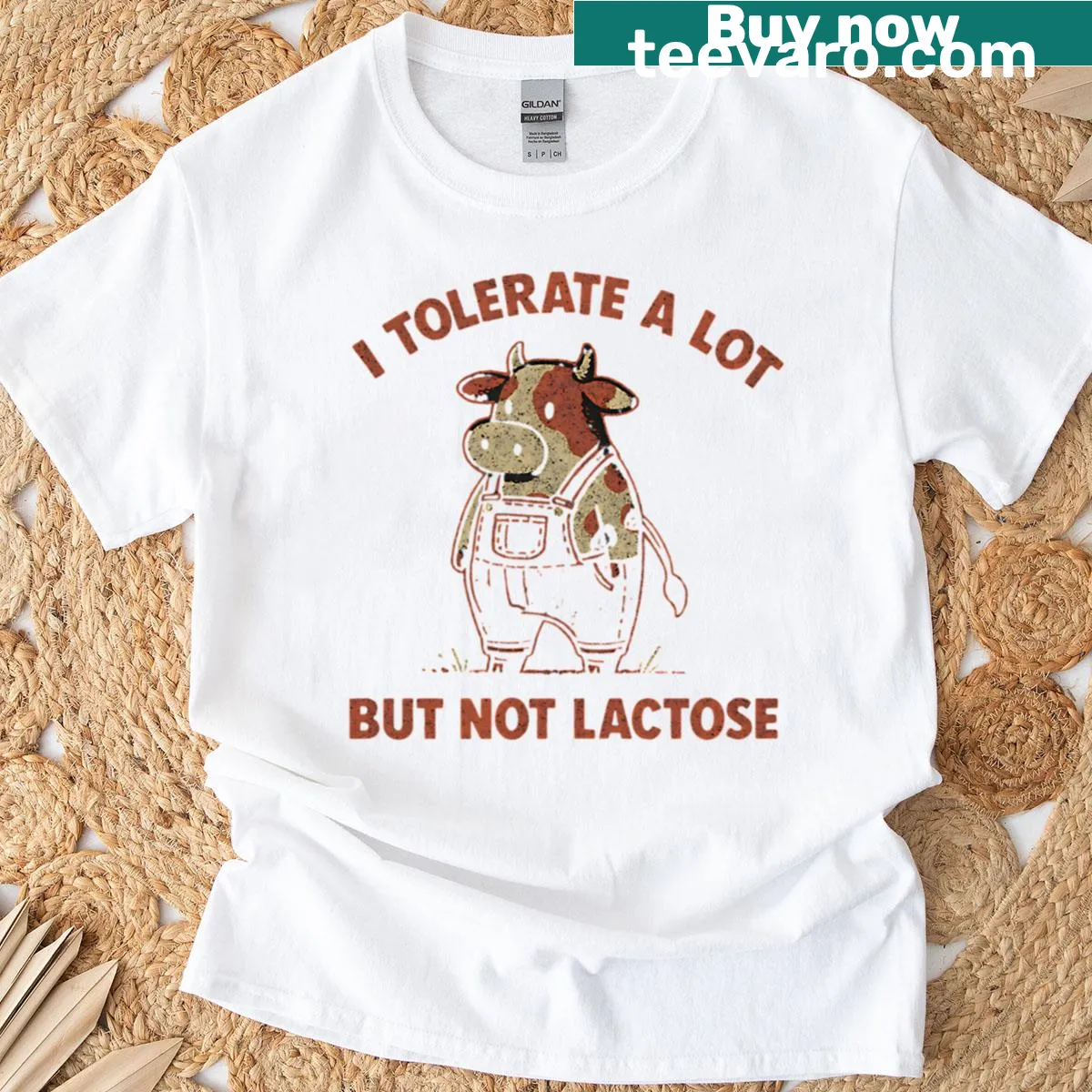 Oversized t-shirt with the phrase I Tolerate A Lot But Not Lactose — on a men's t-shirt