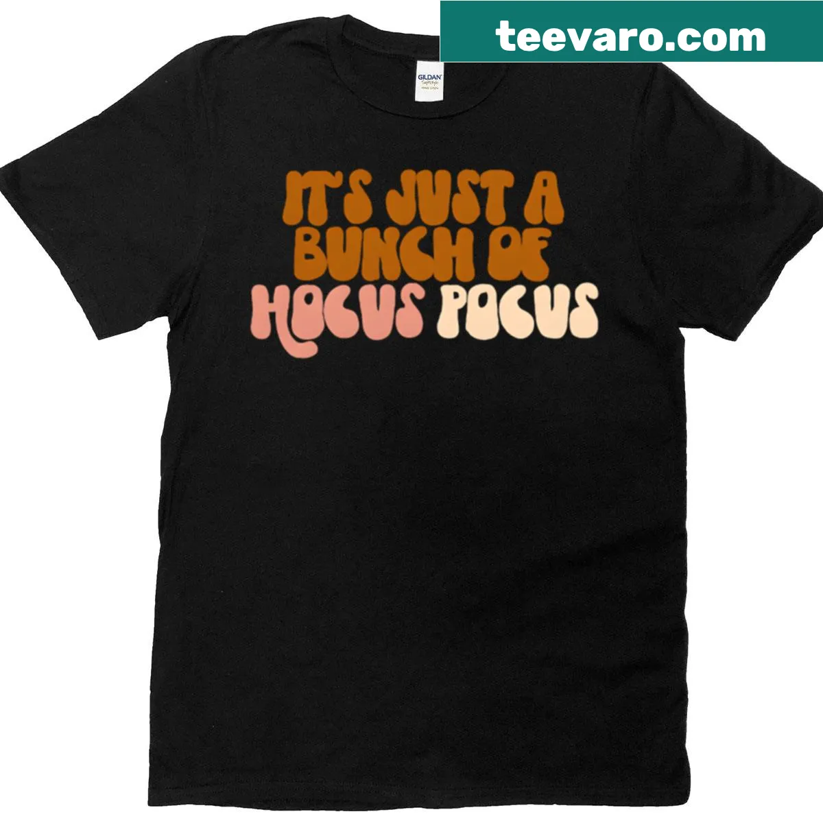 Funny t-shirt with the phrase 'It's Just A Bunch Of Hocus Pocus' — on a men's t-shirt