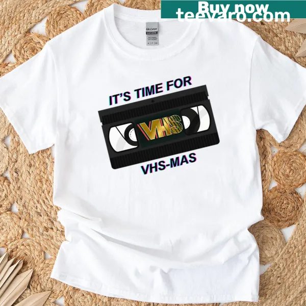 Vintage-style t-shirt celebrating VHS and Christmas