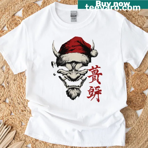 Christmas T-shirt featuring a Japanese Oni Santa graphic