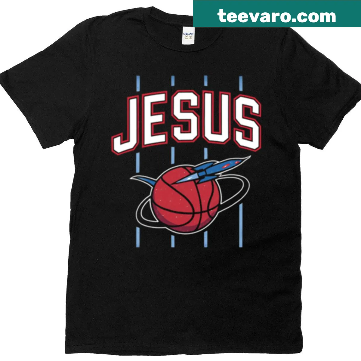 Basketball hoop graphic with Christian symbols on T-shirt — on a men's t-shirt