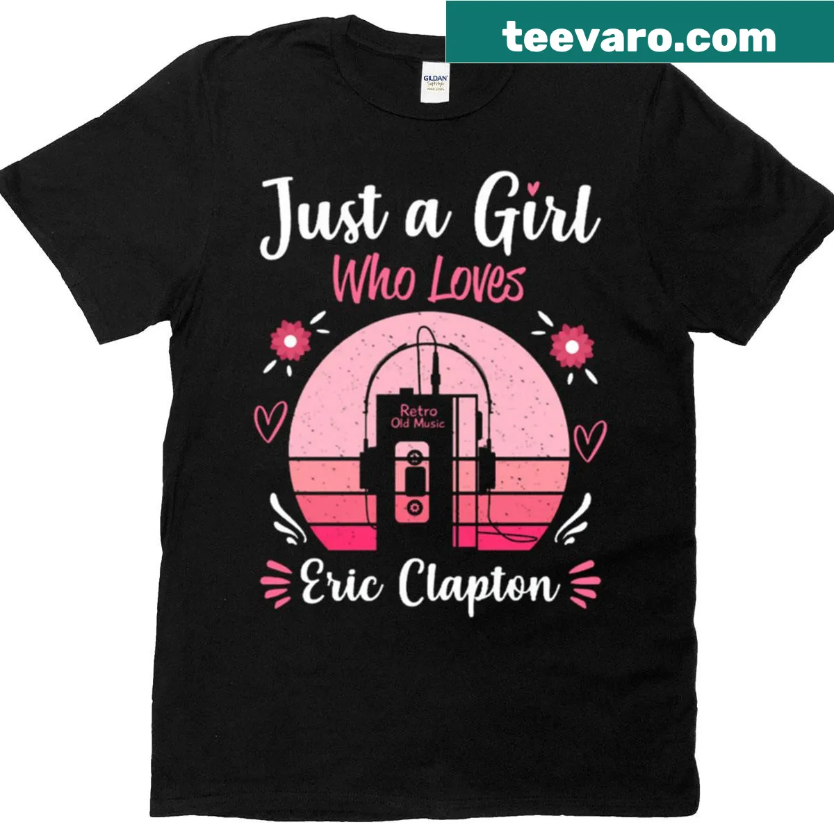 Retro design t-shirt with headphones and Eric Clapton reference — on a men's t-shirt