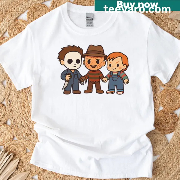 Cute illustration of three horror icons on a t-shirt