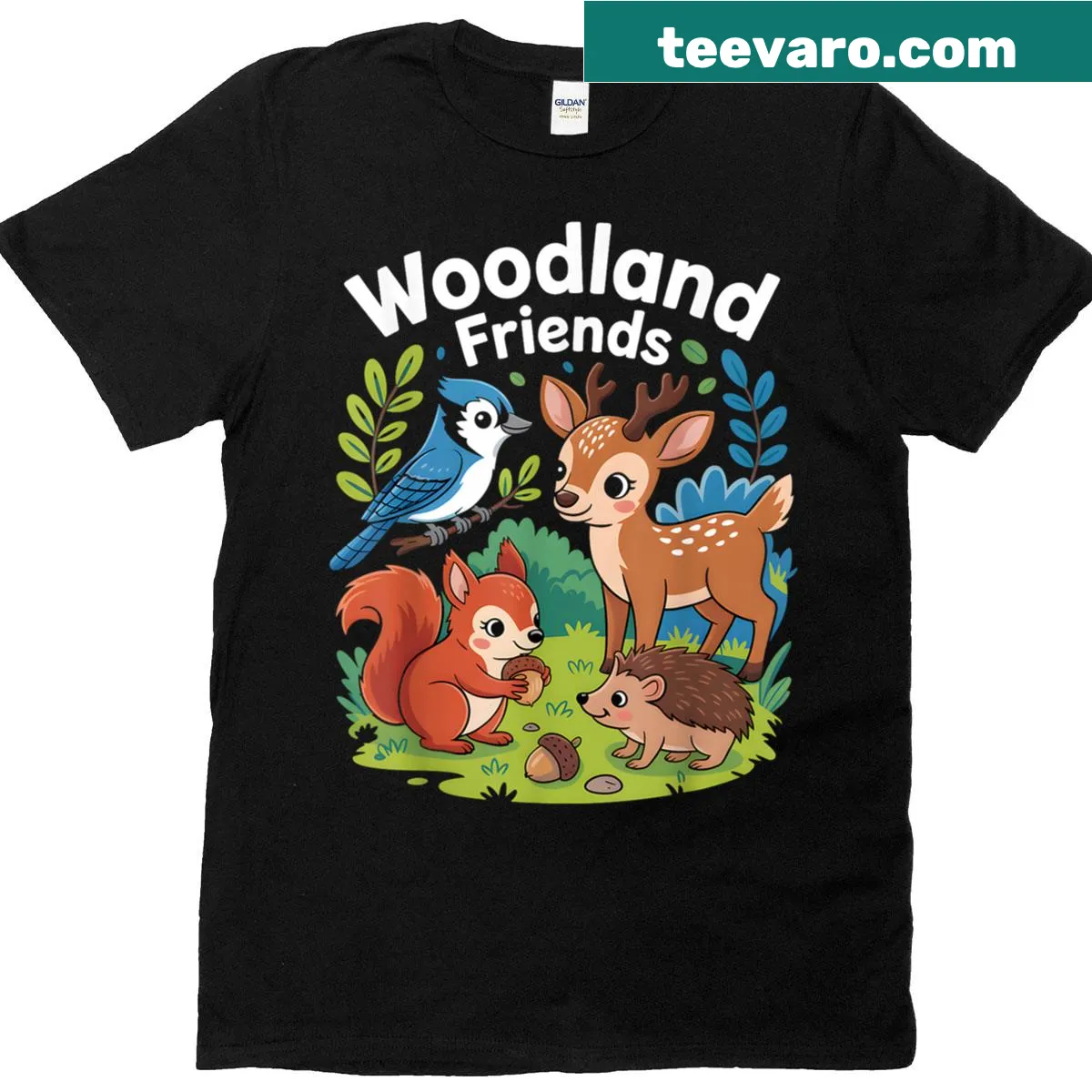 T-shirt featuring playful woodland animals for kids — on a men's t-shirt