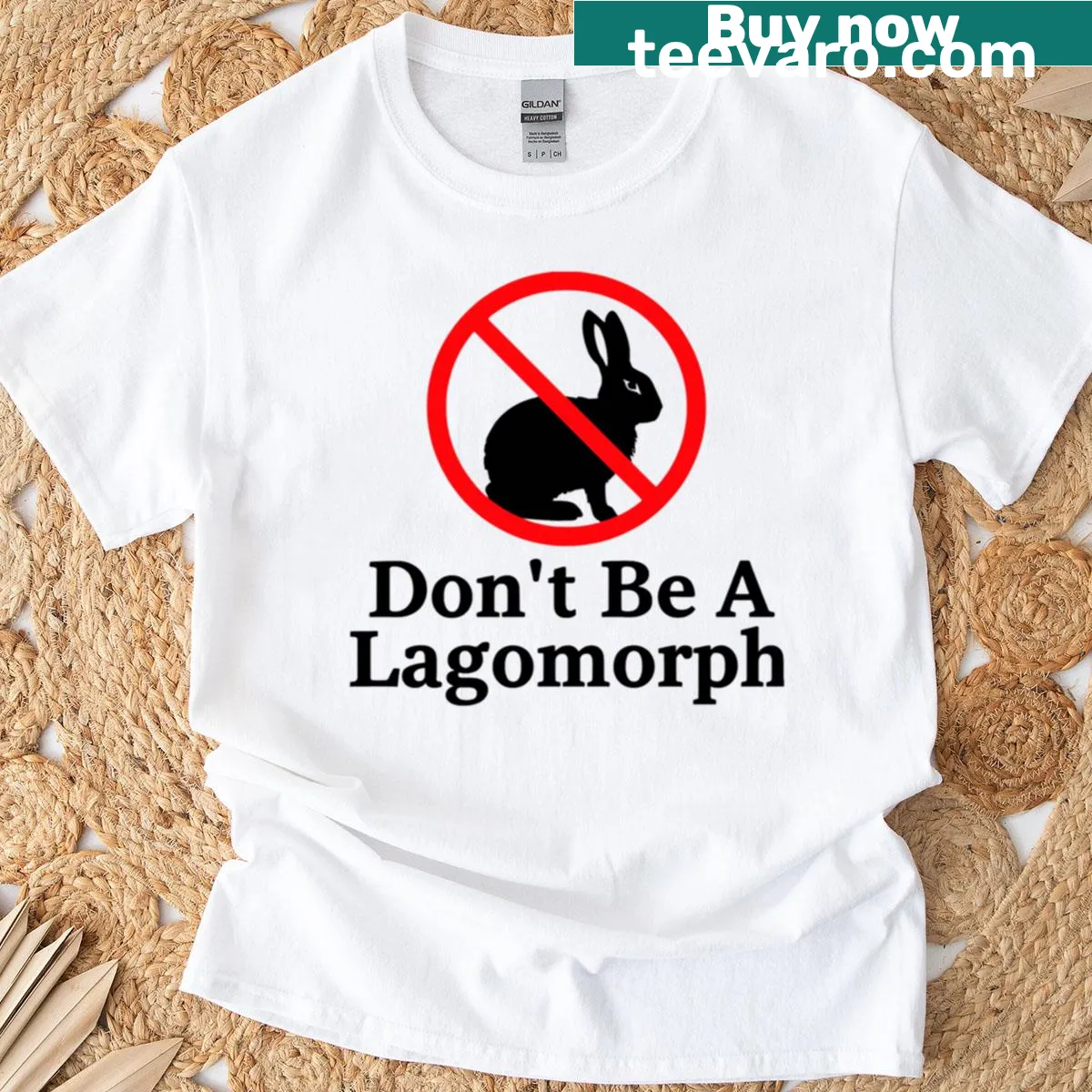 Boxy t-shirt with an illustration of a cute lagomorph — on a men's t-shirt