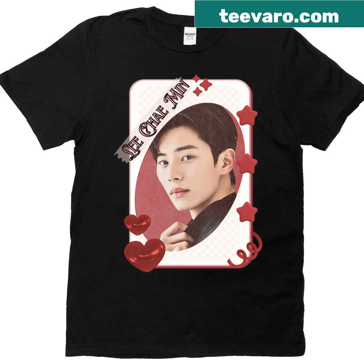 Retro aesthetic t-shirt featuring Lee Chae Min K-drama collage — on a men's t-shirt