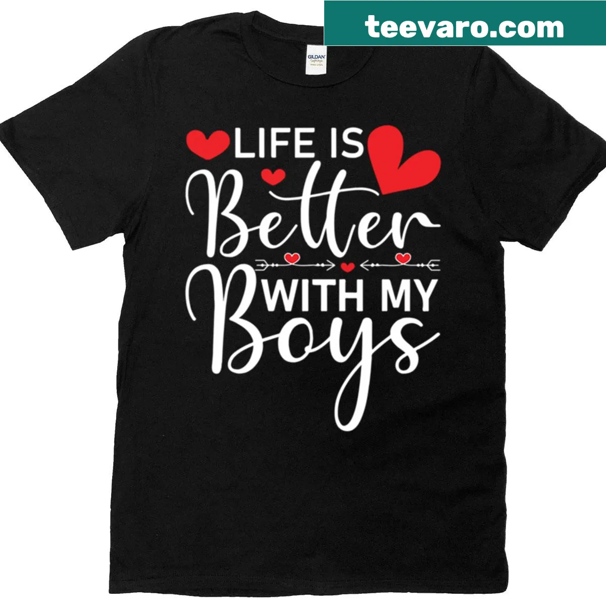 Funny T-shirt for moms with 'Life Is Better With My Boys' text. — on a men's t-shirt