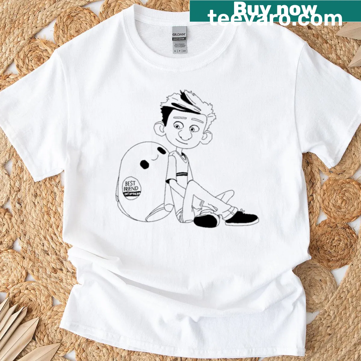 Cute line art T-shirt inspired by Rons Gone Wrong — on a men's t-shirt
