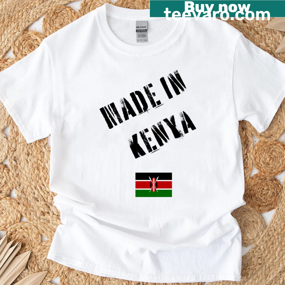 Vintage design Made In Kenya T-shirt with flag — on a men's t-shirt
