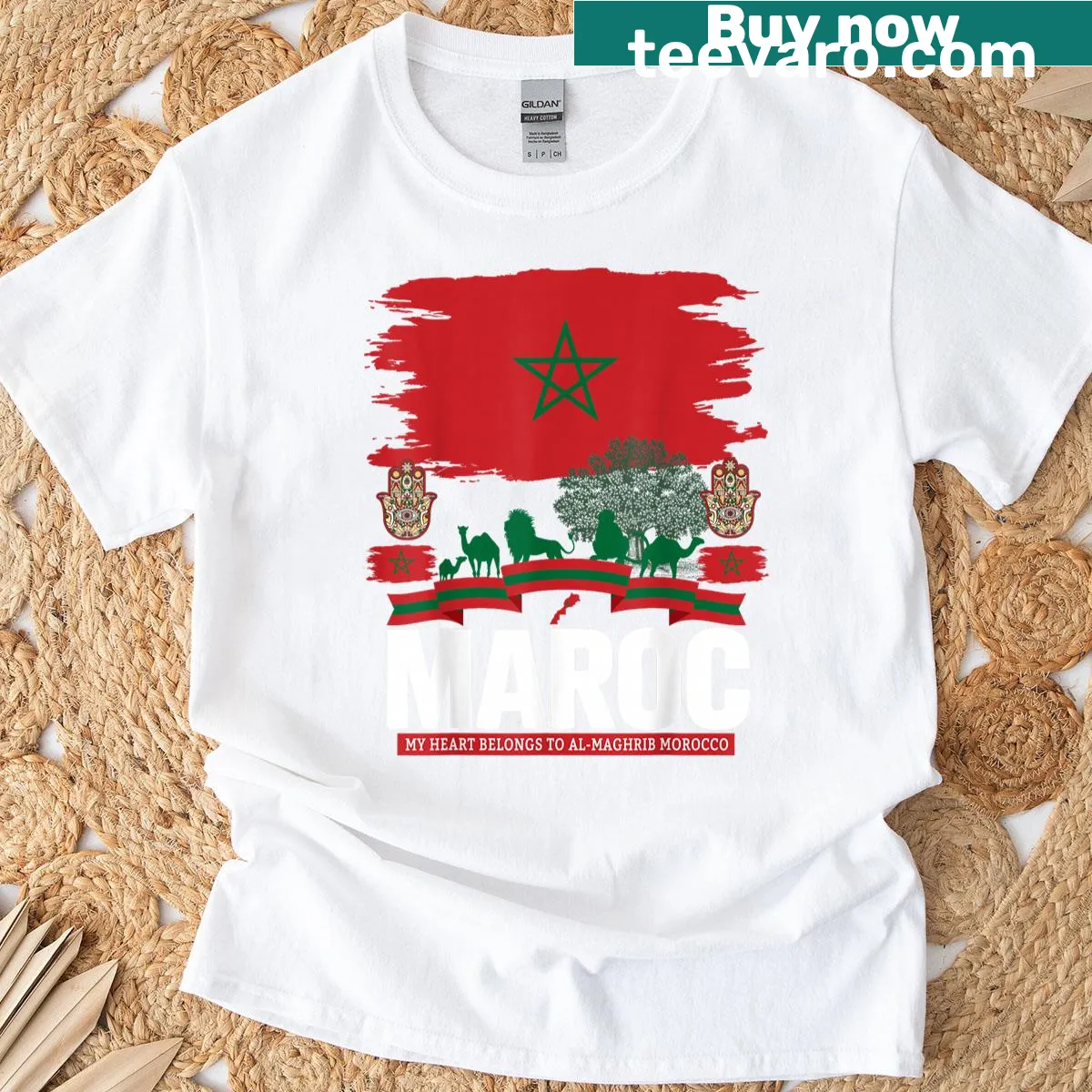 Moroccan flag T-shirt celebrating Moroccan culture — on a men's t-shirt
