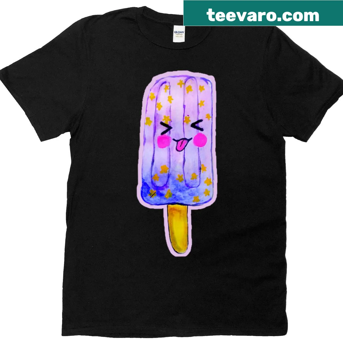 Cute watercolor purple popsicle illustration t-shirt — on a men's t-shirt