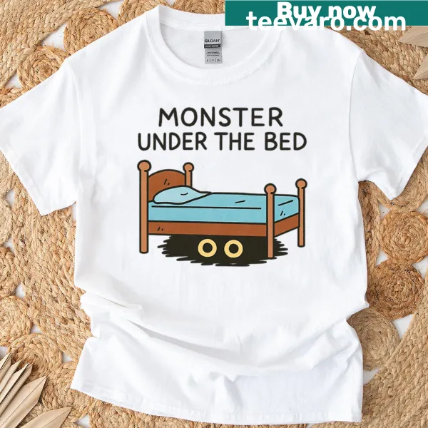 T-shirt with a playful illustration of a monster under the bed