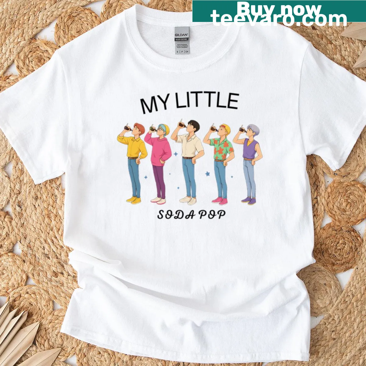 T-shirt featuring a playful soda can graphic with fun text — on a men's t-shirt